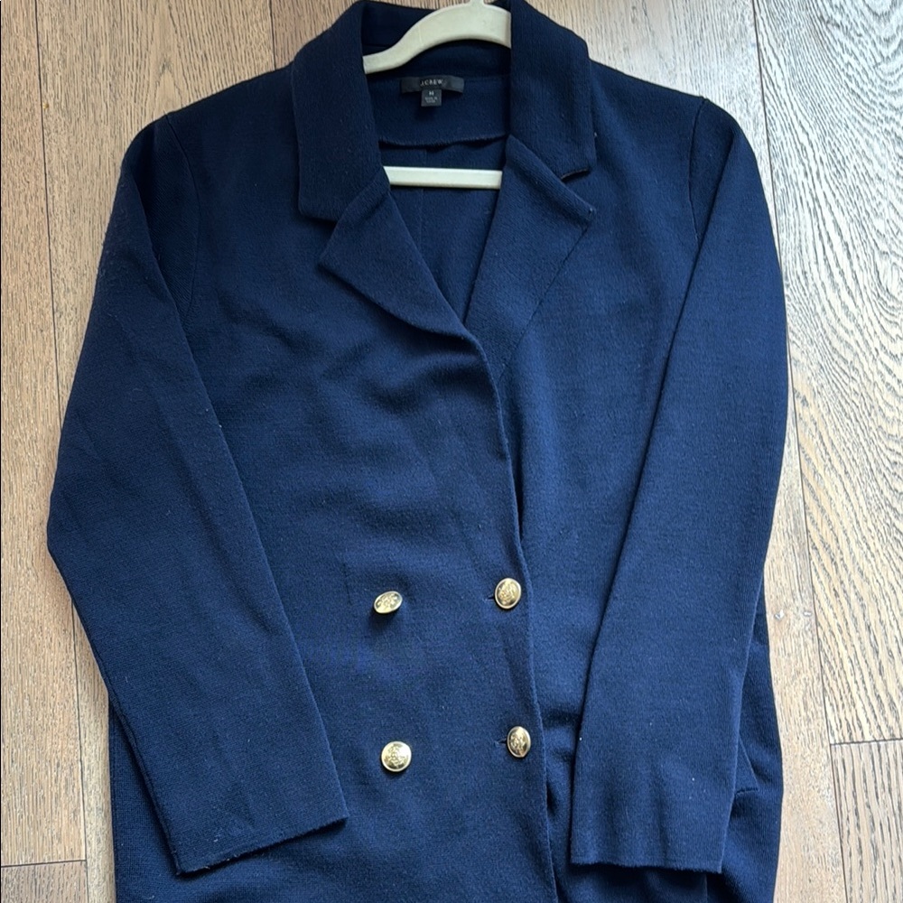 Blue and Gold Double-Breasted Blazer with Notched Lapel - Picture 2 of 7